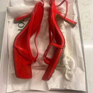 Bottega Veneta Vibrant Red Strappy Heels
